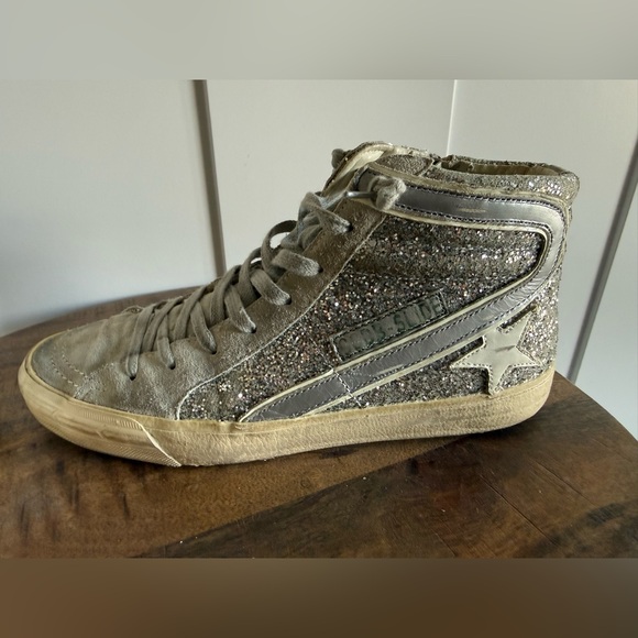 Golden Goose Silver Glitter Slides - Picture 9 of 15